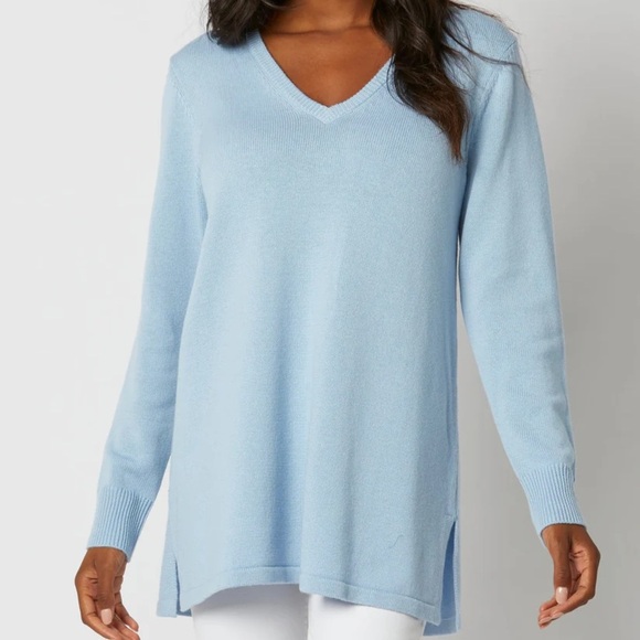 STS Sail To Sable Carolina Baby Blue Merino Wool V-Neck Sweater Plus Size XXL - Picture 1 of 8